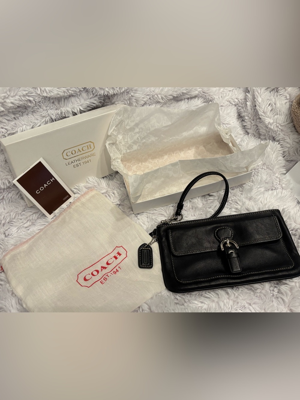Coach Black Leather Wristlet, Full Inclusion, Never Used. 7.5" x 4.5"